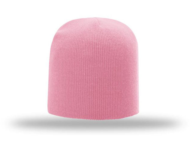 Non-Cuffed Beanie with Custom Leather patch