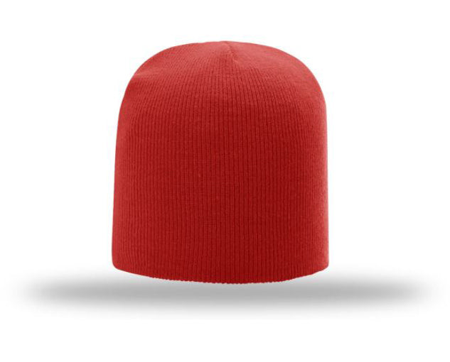 Non-Cuffed Beanie with Custom Leather patch