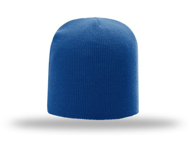 Non-Cuffed Beanie with Custom Leather patch