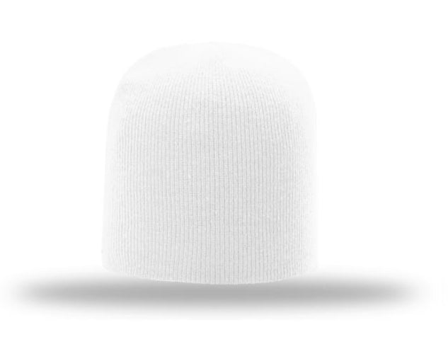 Non-Cuffed Beanie with Custom Leather patch
