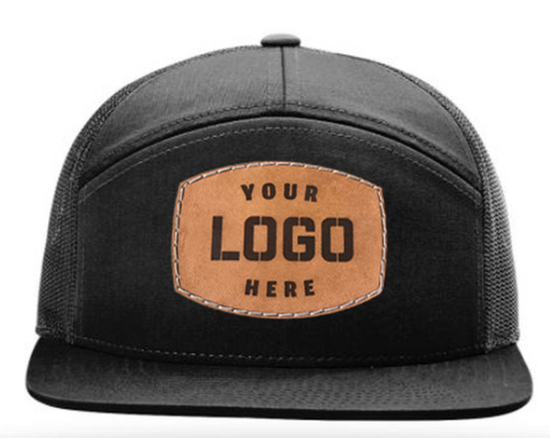 Richardson 168-7-panel-Richardson-Leather patch hat-Custom hat-Black-Zapped Headwear