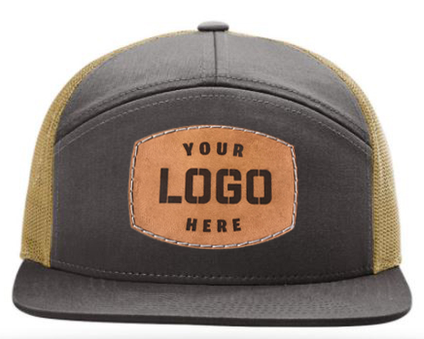 Richardson 168-7-panel-Richardson-Leather patch hat-Custom hat-Charcoal/Gold-Zapped Headwear