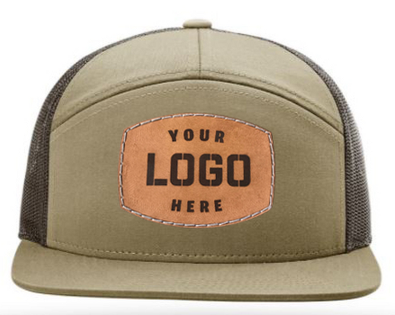 Richardson 168-7-panel-Richardson-Leather patch hat-Custom hat-Khaki/Brown-Zapped Headwear