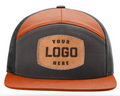 Richardson 168-7-panel-Richardson-Leather patch hat-Custom hat-Charcoal/Orange/Black-Zapped Headwear