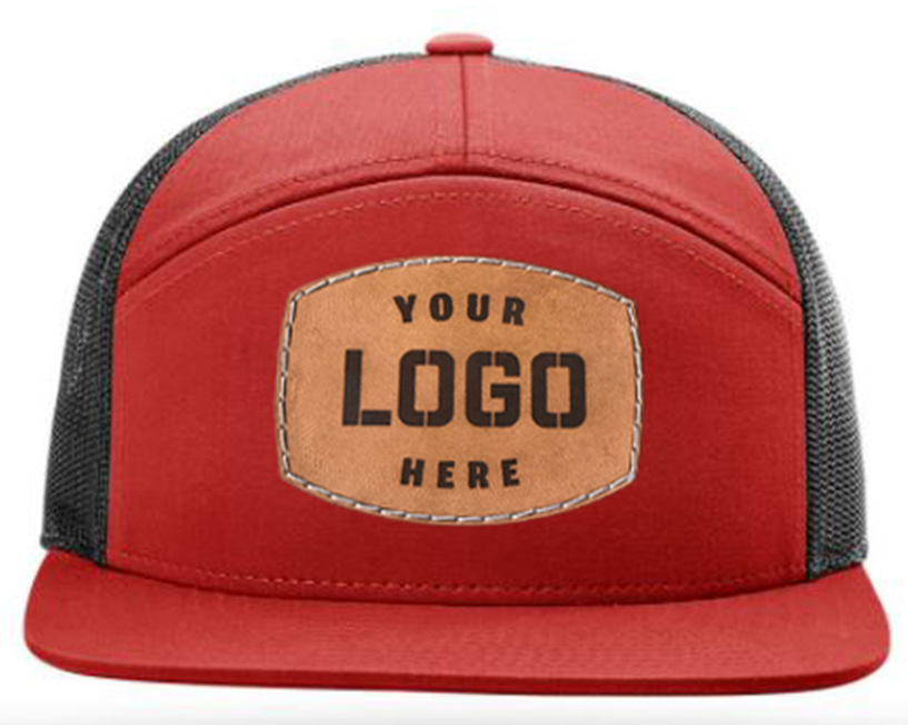 Richardson 168-7-panel-Richardson-Leather patch hat-Custom hat-Red/Black-Zapped Headwear