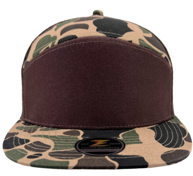 COBRA-7-panel-Zapped Headwear-Old school duck camo_Brown-Zapped Headwear
