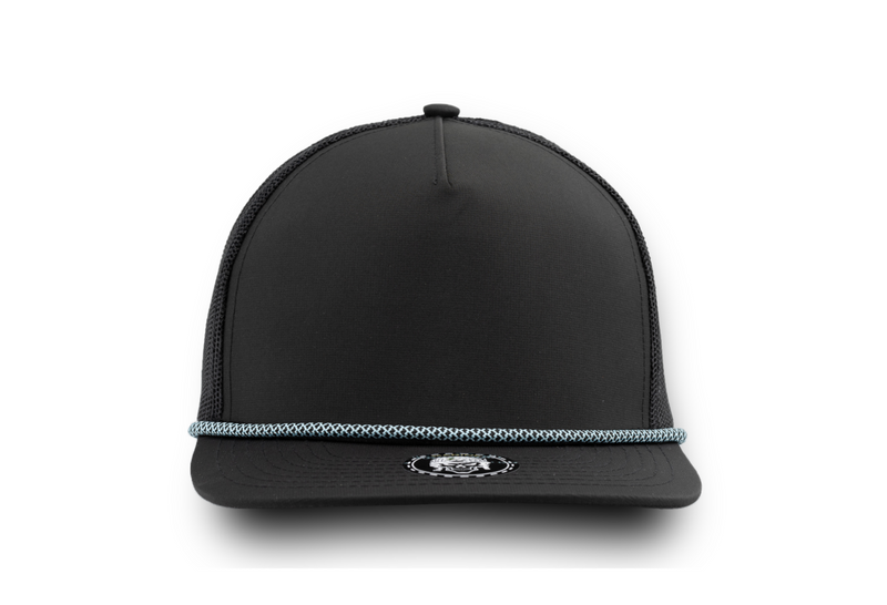 MARINE R+ (Rope brim) Blank-Water Repellent hat-Zapped Headwear-Black/Chainlink Light Blue rope-Zapped Headwear