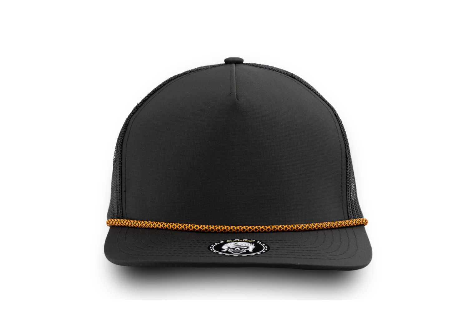 MARINE R+ Custom Hat (Rope brim) Blank-Water Repellent hat-Zapped Headwear-Black/ Chainlink Orange rope-Zapped Headwear