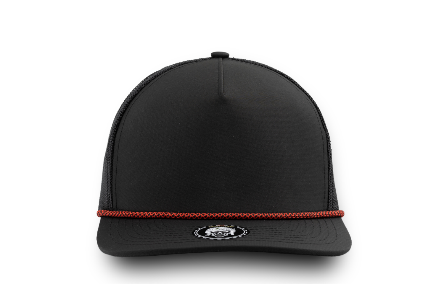 MARINE R+ Custom Hat (Rope brim) Blank-Water Repellent hat-Zapped Headwear-Black/Chainlink Red rope-Zapped Headwear