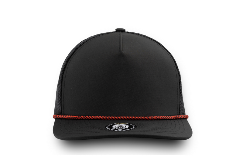 MARINE R+ (Rope brim) Blank-Water Repellent hat-Zapped Headwear-Black/Chainlink Red rope-Zapped Headwear