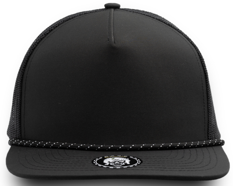 MARINE R+ (Rope brim)-Water Repellent hat-Zapped Headwear-Black/ Twisted B/W rope-Zapped Headwear- 5 panel - golf hat- rope hat - custom hat