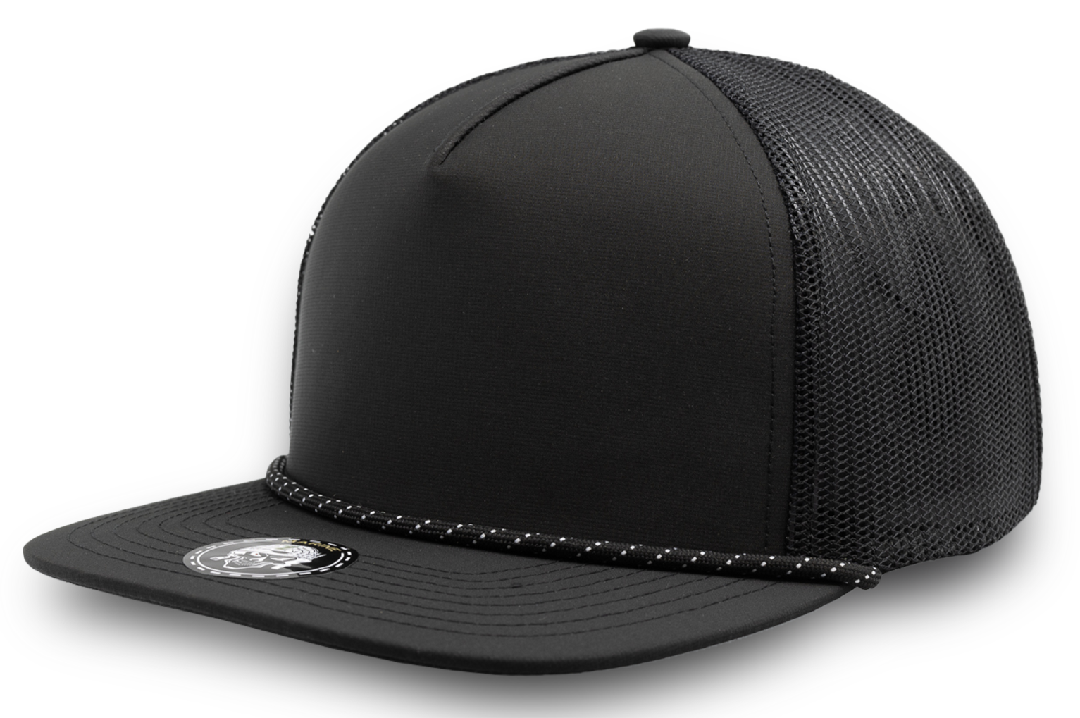 Custom Hat MARINE R+ (Rope brim) Blank-Water Repellent hat-Zapped Headwear-Black/Chainlink White rope-Zapped Headwear