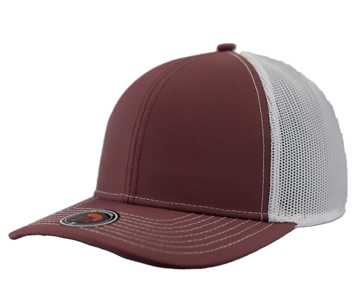 Gladiator- Custom Hat Water Repellent hat-Zapped Headwear-Snapback-Custom hat-Zapped Headwear-maroon-white-side