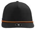 BLACKHAWK R+ (Rope Brim)-Water Repellent hat-Zapped Headwear-Black/ Orange Chainlink Rope-Zapped Headwear-5 panel - rope hat - golf hat