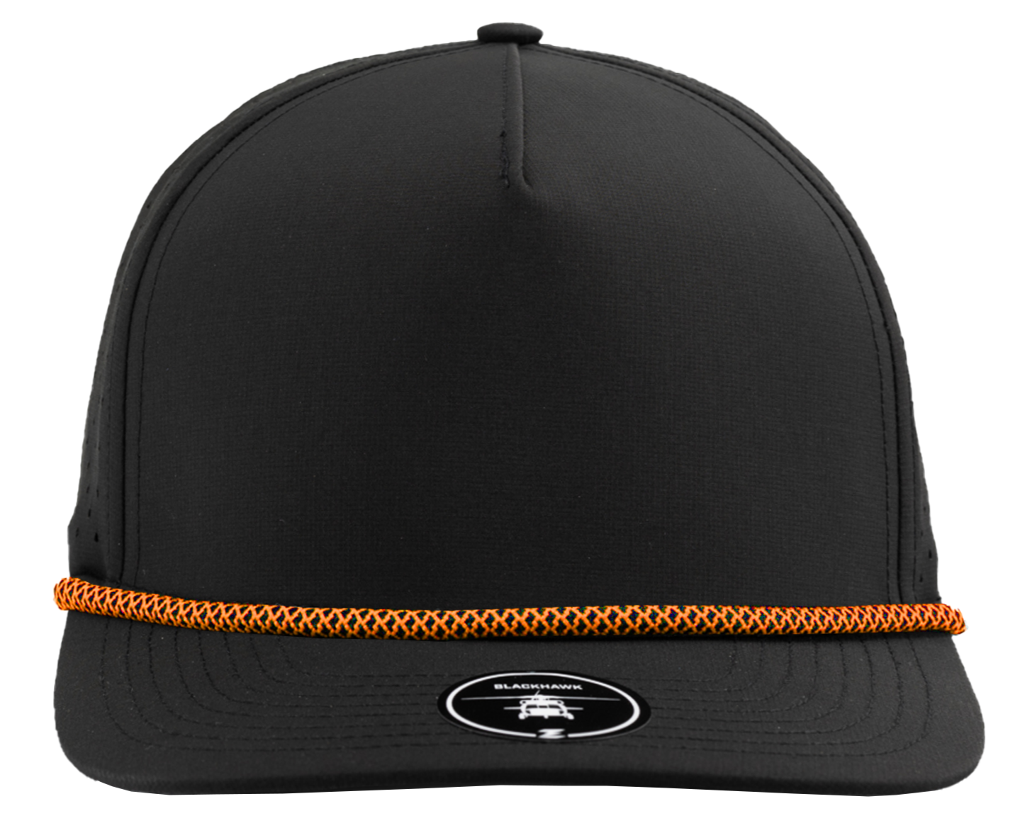 BLACKHAWK R+ Custom Hat (Rope Brim)-Water Repellent hat-Zapped Headwear-Black/ Orange Chainlink Rope-Zapped Headwear-5 panel - rope hat - golf hat