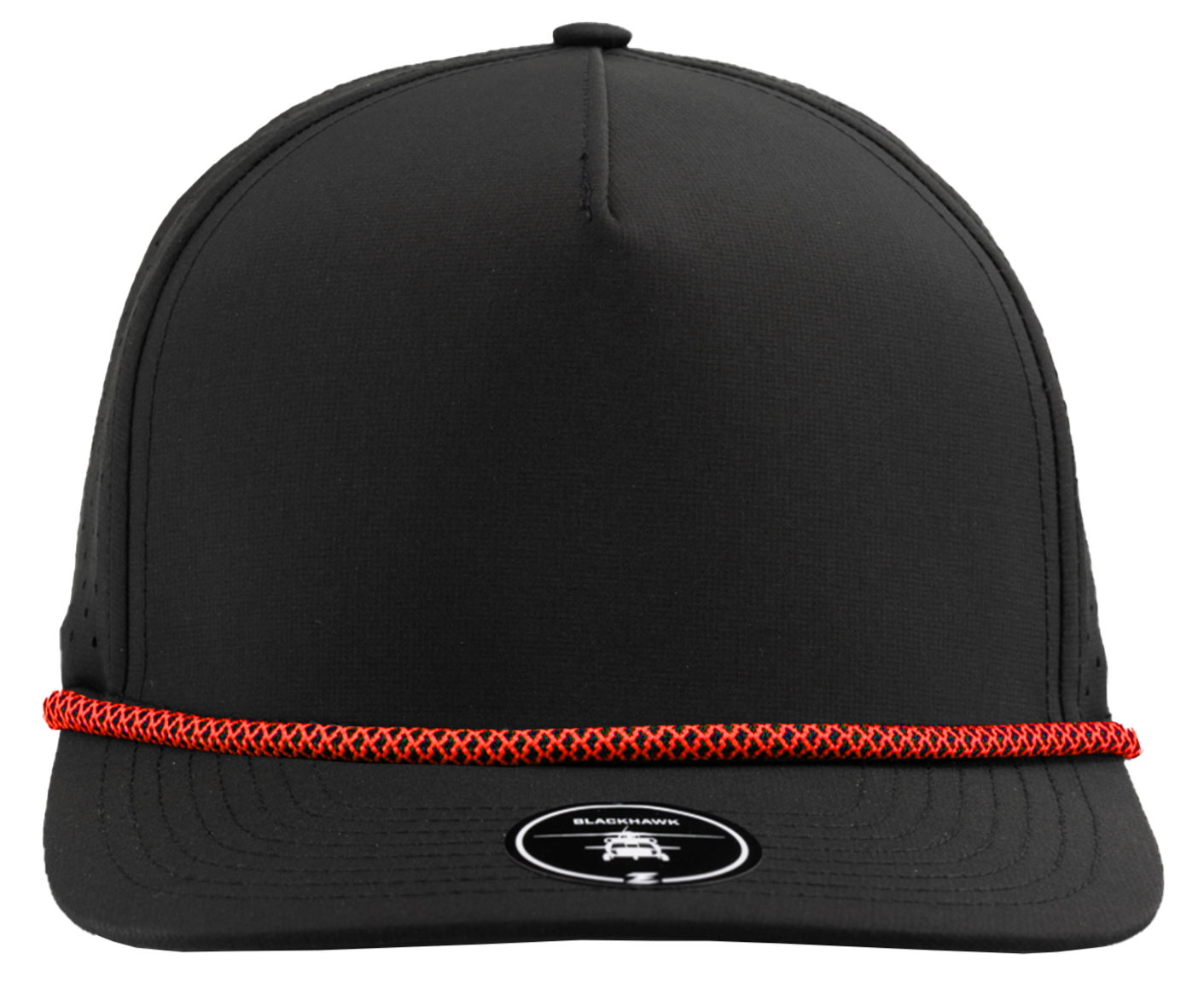 BLACKHAWK R+ (Rope Brim)-Water Repellent hat-Zapped Headwear-Black/ Red Chainlink Rope-Zapped Headwear-5 panel - rope hat - golf hat