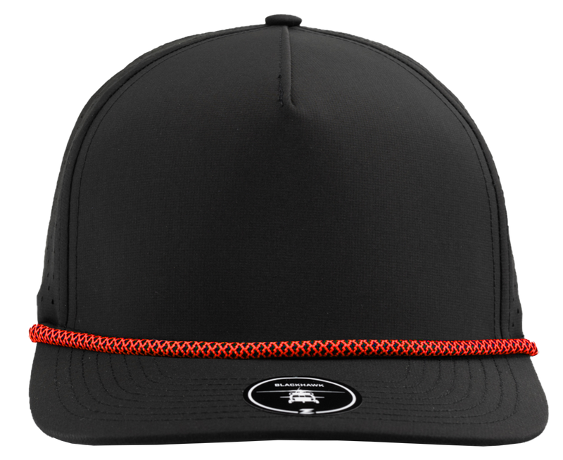 BLACKHAWK R+ (Rope Brim)-Water Repellent hat-Zapped Headwear-Black/ RedChainlink Rope-Zapped Headwear-5 panel - rope hat - golf hat