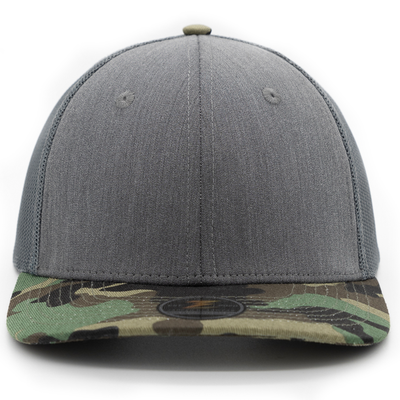 WARRIOR CAMO Custom Hat Blank-Trucker snapback-Zapped Headwear-Heather Grey/Camo Brim-Zapped Headwear