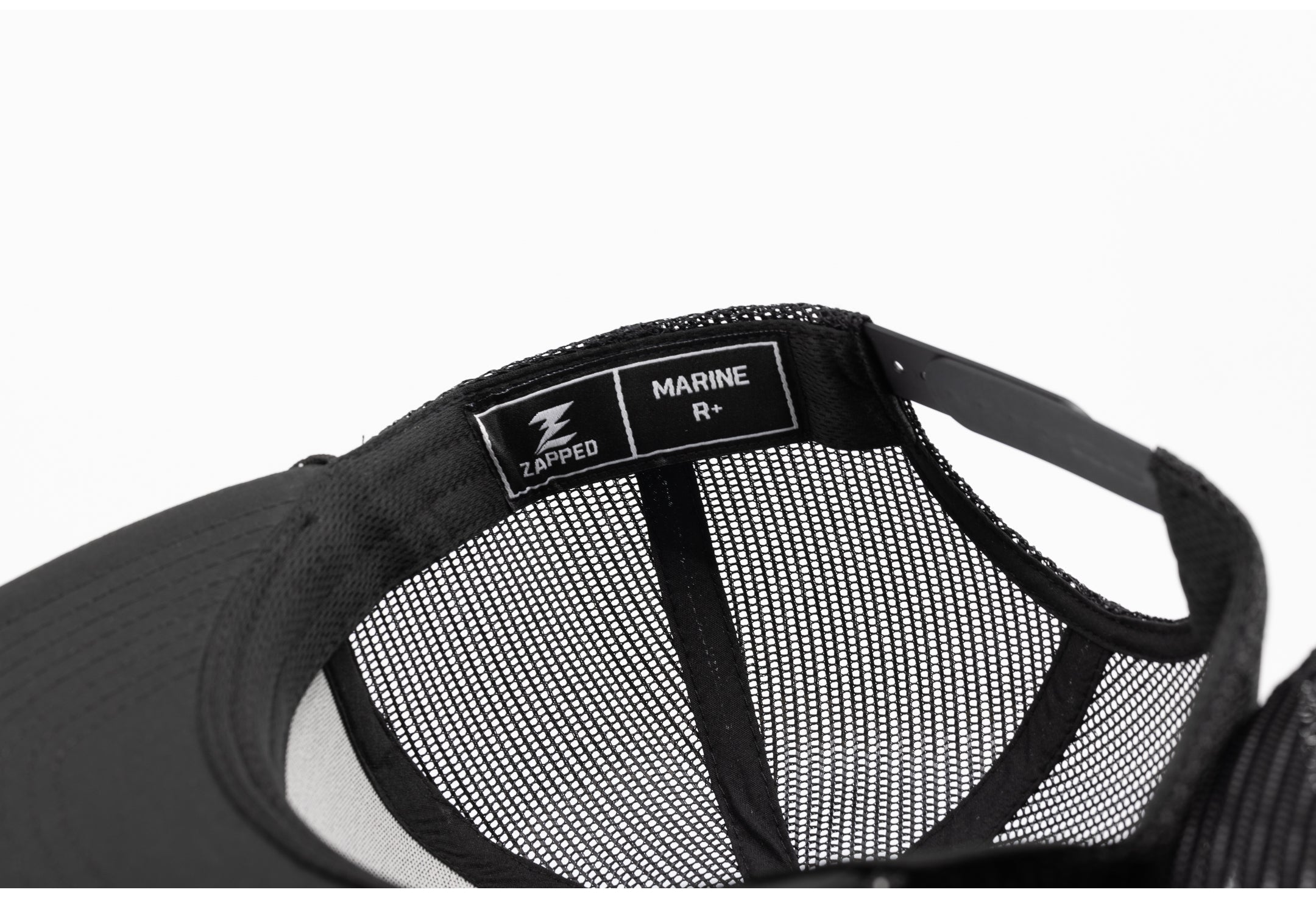 Custom Hat MARINE R+ (Rope brim) Blank-Water Repellent hat-Zapped Headwear-Black/Chainlink White rope-Zapped Headwear