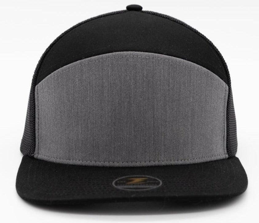COBRA Custom Hat Blank-7-panel-Zapped Headwear-Heather Grey/Black-Zapped Headwear